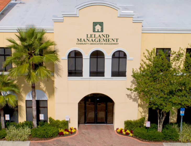 View of front of Leland Management Building Entrance